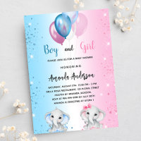 Baby shower blauw roze jongen meisje olifanten twe