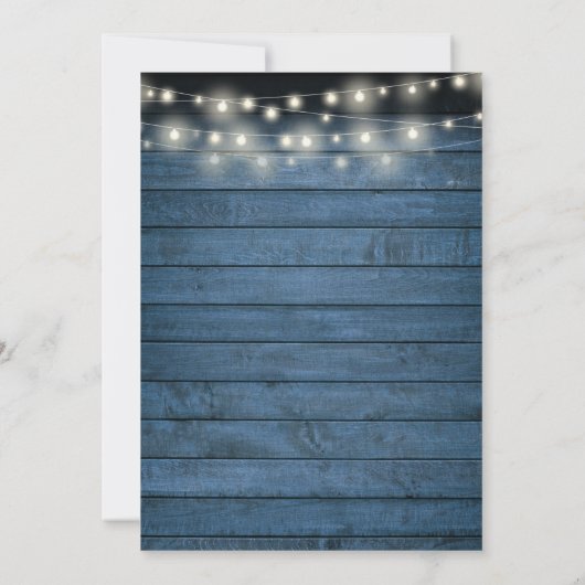 Baby shower blauw Rustisch Hood String Lights Kaart (Achterkant)