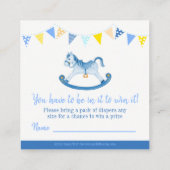 Baby shower blauw schommelpaard luier verloting ka informatiekaartje (Achterkant)