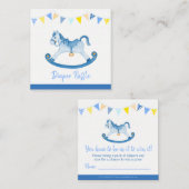 Baby shower blauw schommelpaard luier verloting ka informatiekaartje (Voorkant / Achterkant)