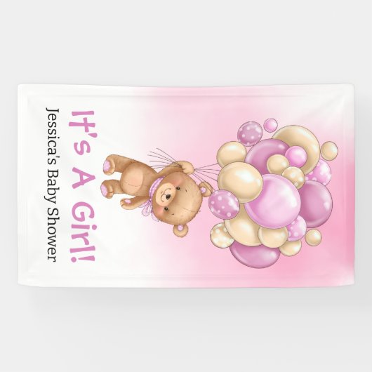 Baby shower blauw Teddy Het Een Meisje Spandoek (Horizontaal)