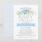 Baby shower blauw | uitnodiging tot baby shower (Voorkant / Achterkant)