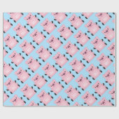 Baby shower Blauw Varkens Cadeaupapier (Vlak)