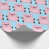 Baby shower Blauw Varkens Cadeaupapier (Hoek)