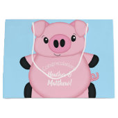 Baby shower Blauw Varkens Groot Cadeauzakje (Voorkant)