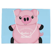 Baby shower Blauw Varkens Groot Cadeauzakje (Achterkant)