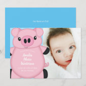Baby shower Blauw Varkens Kaart (Voorkant / Achterkant)