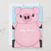 Baby shower Blauw Varkens Kaart (Voorkant)