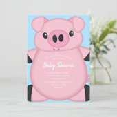 Baby shower Blauw Varkens Kaart (Staand voorkant)
