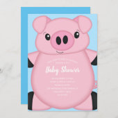 Baby shower Blauw Varkens Kaart (Voorkant / Achterkant)