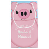 Baby shower Blauw Varkens Klein Cadeauzakje (Achterkant)