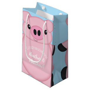 Baby shower Blauw Varkens Klein Cadeauzakje