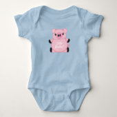 Baby shower Blauw Varkens Romper (Voorkant)