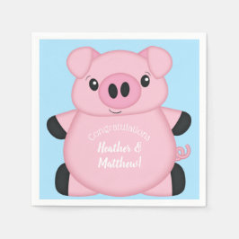 Baby shower Blauw Varkens Servet