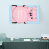 Baby shower Blauw Varkens Spandoek (Beurs)