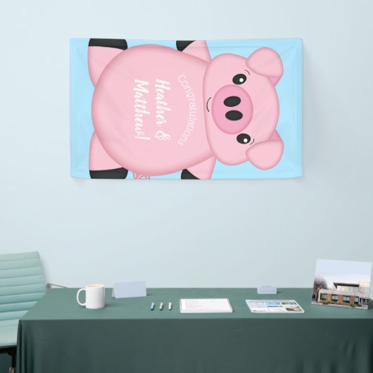 Baby shower Blauw Varkens Spandoek (Beurs)