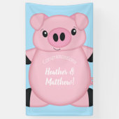 Baby shower Blauw Varkens Spandoek (Verticaal)