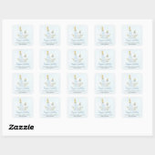 Baby shower blauw vierkante sticker (Vel)