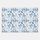 Baby shower blauw waterverf inpakpapier (Voorkant 2)
