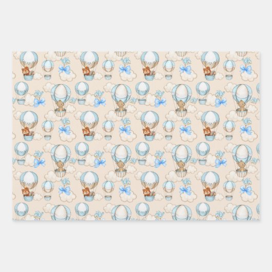 Baby shower blauw waterverf inpakpapier (Voorkant)