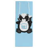 Baby shower blauw wijn cadeautas (Voorkant)
