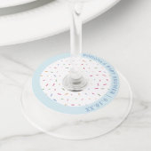 Baby shower blauw wijnglaslabel (Dichtbij)