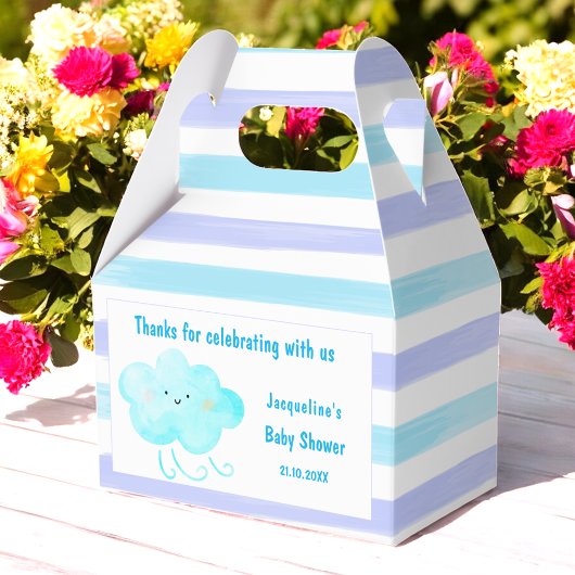 Baby shower Blauw Wit Strepen Bedankdoosjes
