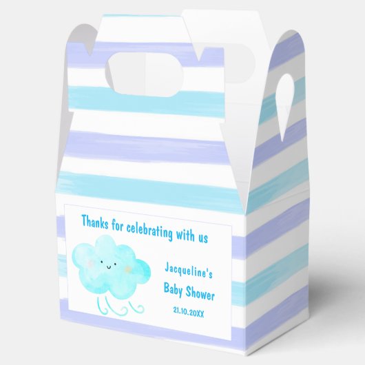Baby shower Blauw Wit Strepen Bedankdoosjes (Geopend)