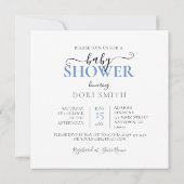 BABY SHOWER, BLAUW & WITTE CAKE MET FOPSPENEN KAART (Achterkant)