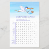 Baby shower blauw woord zoeken baby match spel flyer (Voorkant)