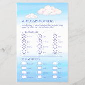 Baby shower blauw woord zoeken baby match spel flyer (Achterkant)