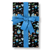 Baby shower blauw/zwart omslagpapier inpakpapier vel