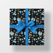 Baby shower blauw/zwart omslagpapier inpakpapier vel