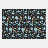 Baby shower blauw/zwart omslagpapier inpakpapier vel (Voorkant)