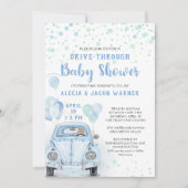 Baby shower blauwe auto kaart (Voorkant)