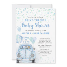 Baby shower blauwe auto