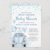 Baby shower blauwe auto kaart (Voorkant / Achterkant)