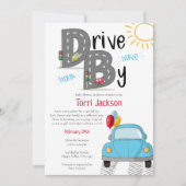 Baby shower blauwe auto voor jongen kaart (Voorkant)