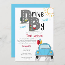 Baby shower blauwe auto voor jongen