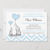 Baby shower Blauwe Baby Olifant met Hart Custom Kaart (Voorkant)