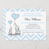 Baby shower Blauwe Baby Olifant met Hart Custom Kaart (Voorkant / Achterkant)