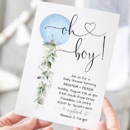 Baby shower Blauwe ballon Kaart