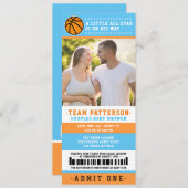 baby shower blauwe Basketball Ticket Couples Foto Kaart (Voorkant / Achterkant)