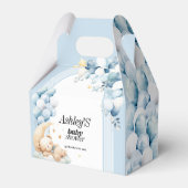 Baby shower Blauwe Beren en Ballonnen Favor Box Bedankdoosjes (Voorkant Zijde)