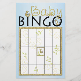 Baby Shower Blauwe BINGO "Gouden Vogels" Flyer