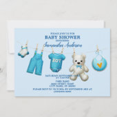 Baby shower Blauwe Boys Prachtige Elegant Kaart (Voorkant)