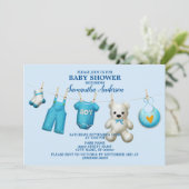 Baby shower Blauwe Boys Prachtige Elegant Kaart (Staand voorkant)