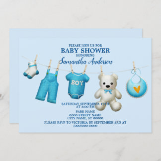 Baby shower Blauwe Boys Prachtige Elegant Kaart