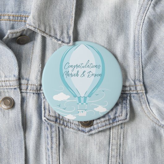Baby shower Blauwe Button voor warme luchtballon (In situ)