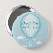 Baby shower Blauwe Button voor warme luchtballon (Voorkant /achterkant)
